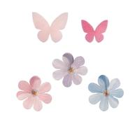 dekora - Edible Cake & Cupcake Decorations - Set of 8 Butterflies & Flowers - Sugar-Free, Gluten-Free, Lactose-Free - Great for Birthdays, Weddings, Gender Reveal & Baby Showers