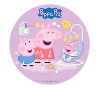 dekora - Edible Cake Topper Peppa Pig New Baby Ø20 cm - Wafer Cake Decoration for Kids Birthday Cake - Gluten Free - Suitable for Vegetarians - 1 Pack