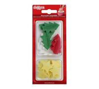 dekora - Edible wafer Christmas decorations, stars and trees, 26 pieces, easy to apply on cupcakes, cakes and festive desserts