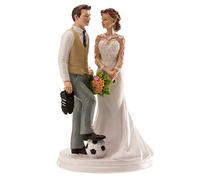 Dekora - Football bride and groom figure for wedding cake, 18 cm