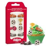 dekora - Football Sugar Cake Decorations Edible Figures for Cupcakes, 8 pcs