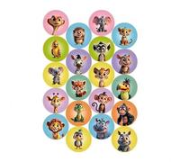 Dekora, Jungle Animals Edible Wafer Cupcake Toppers, Mini Discs for Cupcakes and Cookies, Safari Themed Party Decorations, Easy to Use, 3.4 CM