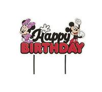 dekora - Mickey and Minnie Mouse Birthday Cake Topper Happy Birthday Paper - 17.5 x 15 cm