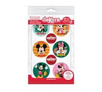 dekora - Mickey & Minnie edible discs 5.8 cm x 6 pcs | Easy decoration for cupcakes, cookies and cakes | Edible paper | Official Disney design | No added sugar, gluten free