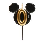 dekora - Mickey Mouse Birthday Candle Decorations - Fragrance-Free Paraffin Wax Disney Candles - Black and Gold Candles with Mickey Mouse Ears - Size 8.5 cm - Number 0