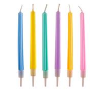 dekora - Pack of 6 12cm Birthday Party Candle Columns | Pastel Colours| Pink, Mauve, Orange, Blue, Yellow and Green | Ideal for Vibrant Celebrations