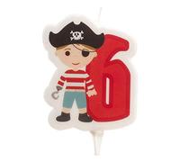 Dekora - Pirate 2D Birthday Candle for Children's Cakes - Number 6