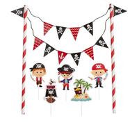 Dekora Pirate Cake Topper Kit, PVC Pirate Ship & Character Decorations for Cakes, Cupcakes & Desserts, Easy to Use, Reusable, Box of 12, 142 × 205 × 165 MM