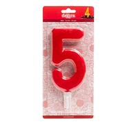 Dekora - Red Large Number Candles for Birthday | Number 5 | 15 cm