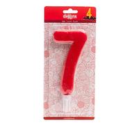 Dekora - Red Large Number Candles for Birthday | Number 7 | 15 cm