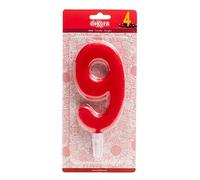 Dekora - Red Large Number Candles for Birthday | Number 9 | 15 cm