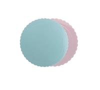 dekora - Round Cardboard Cake Stand with Wavy Edge - Perfect for Cakes, Cupcakes and Desserts at Parties and Events - 2 Colours Blue and Pink - Diameter 30 cm