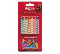 dekora Set of 24 Multicoloured Birthday Candle with Holders
