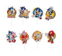 dekora, Sonic Birthday Cake Decoration Kit, Paper Sonic Cake Topper, Perfect for Decorating Your Cupcakes and Sonic Cake, 16 Units, 10.5 x 7 Centimeters