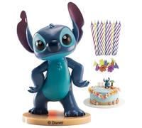 dekora - Stitch Cake Topper Set with 10 Birthday Candles, Stitch Birthday Decorations for Kids, Disney Cake Decoration for Birthday Cakes, Safe for Food Contact