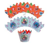dekora - Disney Stitch Officially Licensed Cupcake Decoration Kit: 6 Paper Toppers + 6 Cupcake Wrappers, Double-Sided Reversible, Reusable, Paper Cupcake Wrappers/Cupcake Cases (not for Baking)