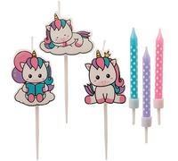 Dekora - Unicorn Birthday Candles Set To Decorate Birthday Cake - 15 Candles