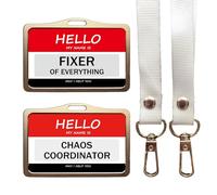 Dekorbay My Name is Chaos Coordinator Fixer of Everything 2 PCS Funny Name Tags Identificaiton Badges Horizontal Plastic Card Aluminum Holders Office School Event 3.4 * 2.2 inches