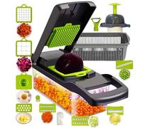 Dekoreya Multifunctional 16 in 1 Handheld Vegetable Chopper, Mandoline Vegetables Slicer, Manual Vegetable Slicer with Storage Container, Vegetables Dicer