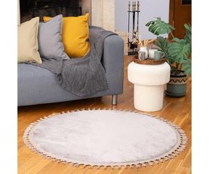 "Dekorist Area Rugs for Living Room, Washable Boho Fluffy Round Rug, Shaggy Circle Rug for Nursery Laundry Room, Aesthetic Home Room Bedroom Decor, 47"" Carpet, 4 Feet, Dark Grey"