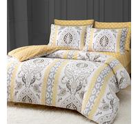 DEKORO Bedding King Size Duvet Cover - Soft Microfibre Duvet Cover Set with Pillow Cases (Beige Floral, Single (135 x 200 cm))