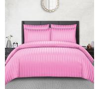 DEKORO Satin Stripe Double Fitted Sheets - 40 cm Extra Deep Pocket Fitted Sheet, Luxurious Bed Sheet with Strong Elastic Edges - Soft Microfibre Fitted Sheet Set for All Season