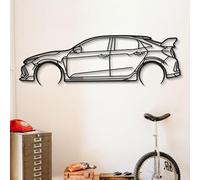 Dekory Car Wall Art - Civic Type R FK8 Black Metal Sports Car Silhouette, Modern Industrial Automotive Wall Decor for Garage, Man Cave, Office or Living Room - XS - 40 CM