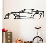 Dekory Car Wall Art - Corvette C6 ZR1 Black Metal Sports Car Silhouette, Modern Industrial Automotive Wall Decor for Garage, Man Cave, Office or Living Room - S - 60 CM