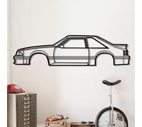 Dekory Car Wall Art Mustang GT Hatchback 1988, Black Metal Sports Car Silhouette, Modern Industrial Automotive Wall Decor for Living Room, Office - M - 80 CM