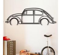 Dekory Classic Car Wall Art - Beetle 1966 Black Metal Car Silhouette, Modern Industrial Automotive Wall Decor for Garage, Man Cave, Office or Living Room - M - 80 CM