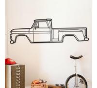 Dekory Classic Truck Metal Wall Art - Chevrolet C10 Stepside 1965 Black Metal Car Silhouette, Modern Industrial Automotive Wall Decor for Garage, Office, Living Room - S - 60 CM
