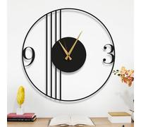 Dekory Elegante Modern Minimalist Wall Clock, Black Metal, Silent Non-Ticking, compact design for kitchen, bedroom, home office - 35 cm