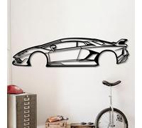 Dekory Metal Car Wall Art - Aventador SVJ Sports Car Silhouette, Modern Industrial Automotive Wall Decor for Garage, Office, Bedroom - XS - 40 CM
