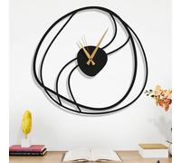 Dekory Modern Minimalist Wall Clock, Black Metal, Silent Non-Ticking, compact design for kitchen, bedroom, home office - 35 cm