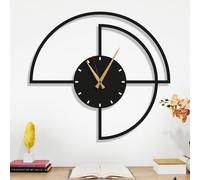 Dekory Semi-Circle Modern Wall Clock, Minimalist Black Metal, Silent Non-Ticking, compact profile for kitchen, bedroom, home office - 35 cm