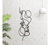 Dekory Two Faces Line Art Minimalist | Wall Decoration for Living Room, Bedroom, Kitchen | Matte Black Metal Wall Sculpture | Original Home Interior Gift (22x60 cm)