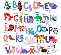 DEKOSH Baby Nursery Animal Alphabet Peel & Stick ABC Kids Wall Decals - Colorful Educational Wall Stickers for Kids Playroom, Classroom Décor