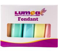 Dekozauber24 Fondant icing multipack, 5 pastel colours, 100g (3.5oz) rolled fondant per color, for cakes, cupcakes and figurines in pastel coloured green, blue, pink, peach and yellow (PASTEL)
