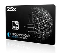 Dekra Tested RFID Blocker Card, Latest E-Field Jammer Technology - to Protect Against Data Theft, Extra Thin Card with 0.8 mm for Each Wallet, Card Protection, NFC Protection (25)
