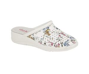 DEKS Ladies Floral Clog Mules (3 UK, White)