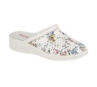 DEKS Ladies Floral Clog Mules (5 UK, White)