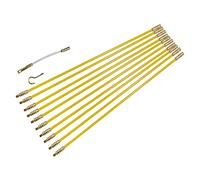 Dekton 10 x 1 Metre Cable Access Kit, Reinforced Rods for Routing Cables Through Ceilings, Floors & Wall Cavities, Includes Hook End, Ring End & Flexible Extender for Precision Cable Installation