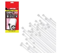 Dekton 100PC Cable Tie Set - 4.8MM X 200MM White | Heavy Duty Industrial Strength | High Temperature Resistant | Self-Locking Teeth | Ideal for Cables, Piping, Gardening & Wires | Indoor & Outdoor Use