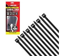 Dekton 100PC Cable Tie Set - 4.8MM X 250MM Black | Heavy Duty Industrial Strength | High Temperature Resistant | Self-Locking Teeth | Ideal for Cables, Piping, Gardening & Wires | Indoor & Outdoor Use