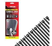 Dekton 100PC Cable Tie Set - 4.8MM X 300MM Black | Heavy Duty Industrial Strength | High Temperature Resistant | Self-Locking Teeth | Ideal for Cables, Piping, Gardening & Wires | Indoor & Outdoor Use