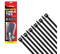 Dekton 100PC Cable Tie Set - 4.8MM X 380MM Black | Heavy Duty Industrial Strength | High Temperature Resistant | Self-Locking Teeth | Ideal for Cables, Piping, Gardening & Wires | Indoor & Outdoor Use