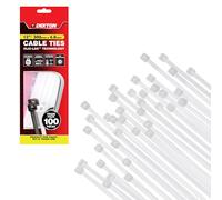 Dekton 100PC Cable Tie Set - 4.8MM X 380MM White | Heavy Duty Industrial Strength | High Temperature Resistant | Self-Locking Teeth | Ideal for Cables, Piping, Gardening & Wires | Indoor & Outdoor Use