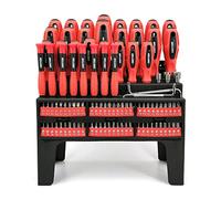 Avron Dekton 100 Piece Screwdriver Set Storage Rack Flat Phillips Square Carbon Steel, Black and Red,DT65260