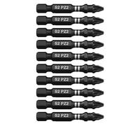 Dekton 10pc 50mm S2 Steel Impact Bits P22-Specifically Designed for Use with Impact Drivers| Forged Tip for Greater Impact Resistance| Torsion Heat-Treated| S2 Grade Steel| High Torque Load Use