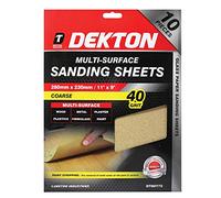Dekton 10PC Multi-Purpose Sanding Sheets, 230mm/Coarse - 40 Grit | Ideal for Surface Sanding | Multi-Surface Use on Wood, Metal, Plaster, Plastics & Paint | Heavy-Duty Sanding Performance